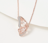 Affinity Gems Peach Morganite & White Zircon Butterfly Wing Sterling Silver Necklace